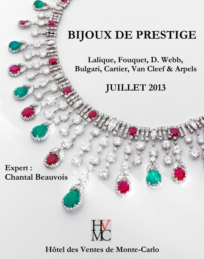 Chantal Beauvois HVMC bijoux Monaco enchères juillet 2013 Artcurial Fouquet Lalique webb van cleef cartier bulgari